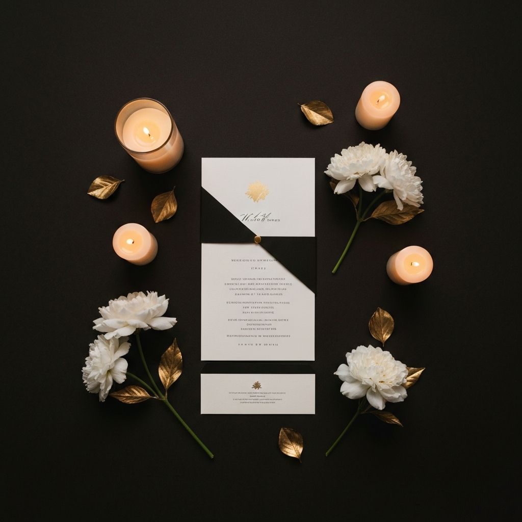 Luxury wedding invitation flat lay